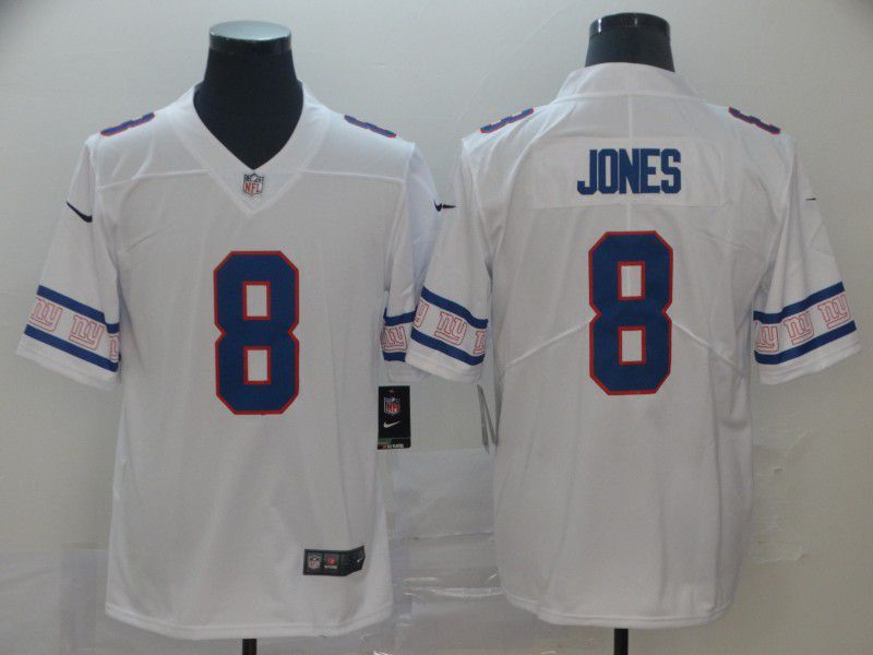 Men New York Giants #8 Jones White team logo cool edition NFL Jerseys